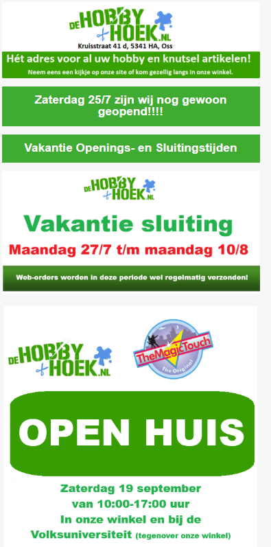 Vakantiesluiting / Open Huis / Kreadoe / Aanbiedingen