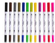 Dual Tip Brush Pens 12 Colors (000018)