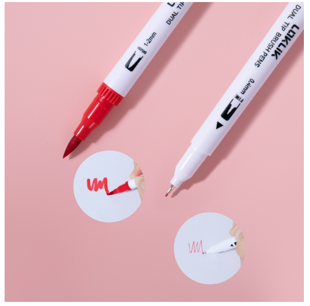 Dual Tip Brush Pens 12 Colors (000018)