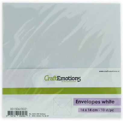 CraftEmotions Enveloppen  Vierkant Wit (14x14cm) (10 stuks) (met driehoekige vouwrand) (001506/0021)