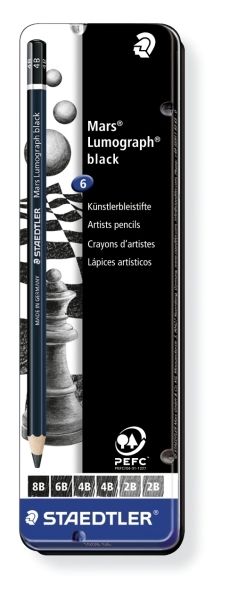 Mars Lumograph black potlood - set 6 st (100B G6)