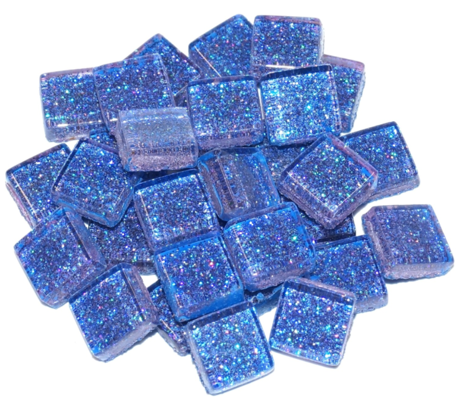 Soft Glas Vierkant Glitter Blauw 100 gr (1017460) *