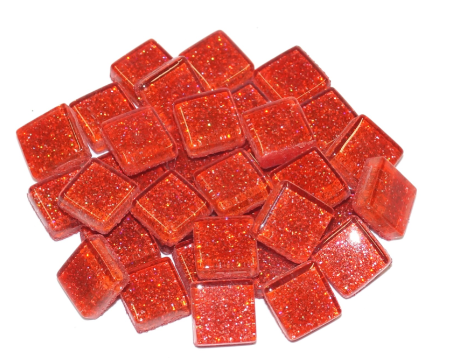 Soft Glas Vierkant Glitter Rood 100 gr (1017463) *