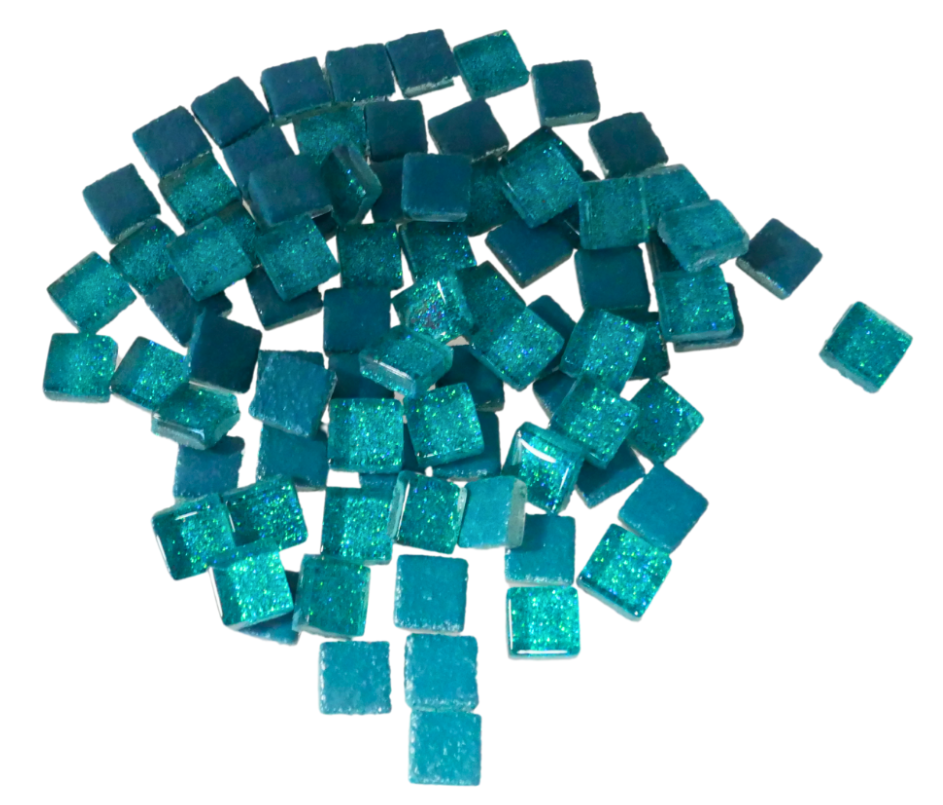 Soft Glas Vierkant Glitter Turquoise 100 gr (1017465) *