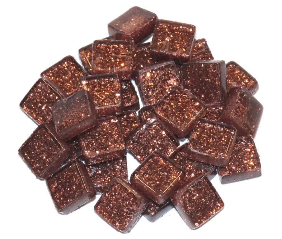 Soft Glas Vierkant Glitter Bruin 100 gr (1017466) *