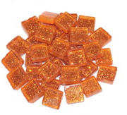 Soft Glas Vierkant Glitter Oranje 100 gr (1017467) *