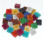 Soft Glas Vierkant Glitter Mix Bont 100 gr (1017468) *