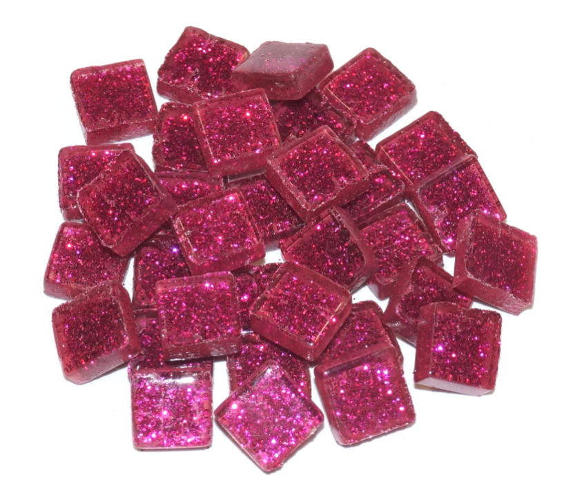 Soft Glas Vierkant Glitter Roze 100 gr (1017469) *