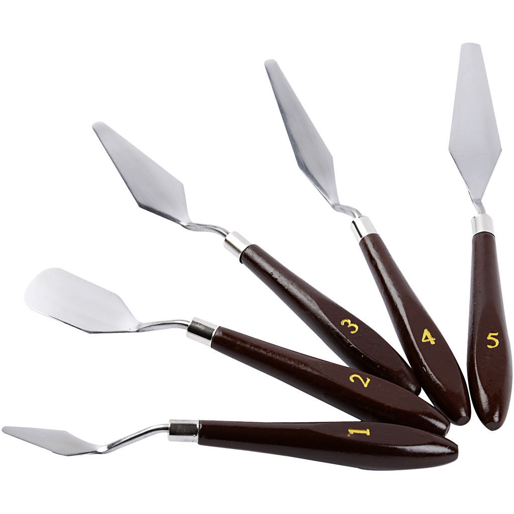 Paletmessen set, l: 17-23 cm, b: 1,5-2,5 cm, , 5stuks (10314)
