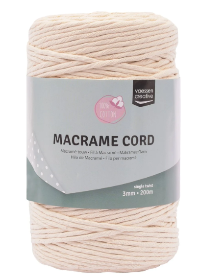 Vaessen Creative • Macramé Touw 3mmx200m Naturel (11305-02)*