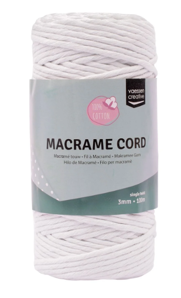 Vaessen Creative • Macramé Touw 3mmx100m Wit (11305-05) *