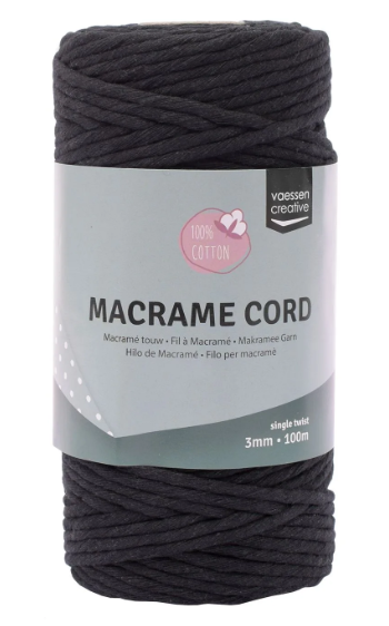 Vaessen Creative • Macramé Touw 3mmx100m Zwart (11305-06) *