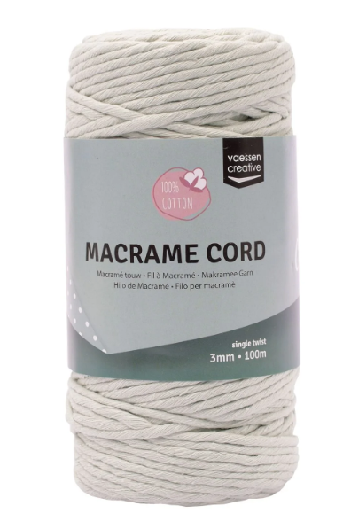 Vaessen Creative • Macramé Touw 3mmx100m Lichtgrijs (11305-07) *