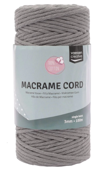 Vaessen Creative • Macramé Touw 3mmx100m Donkergrijs (11305-08) *