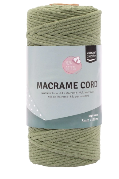 Vaessen Creative • Macramé Touw 3mmx100m Olijfgroen (11305-10) *