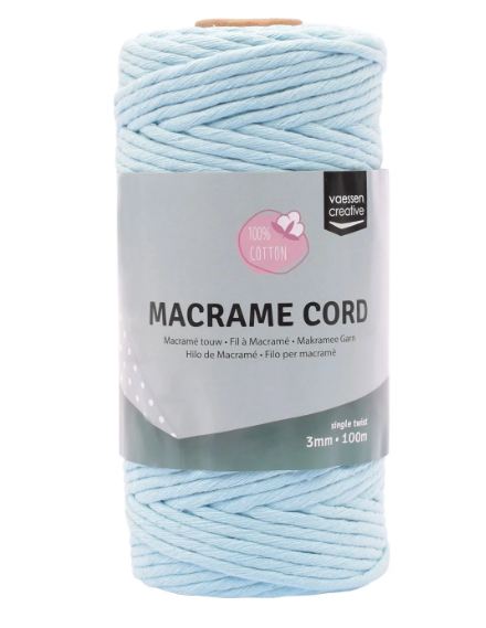 Vaessen Creative • Macramé Touw 3mmx100m Lichtblauw (11305-13) *
