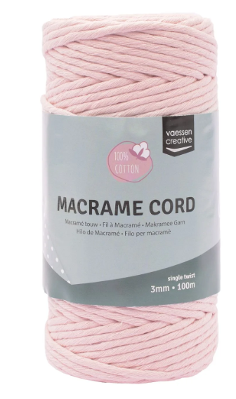 Vaessen Creative • Macramé Touw 3mmx100m Lichtroze (11305-14) *