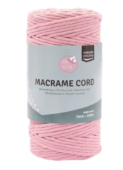 Vaessen Creative • Macramé Touw 3mmx100m Oudroze (11305-15) *