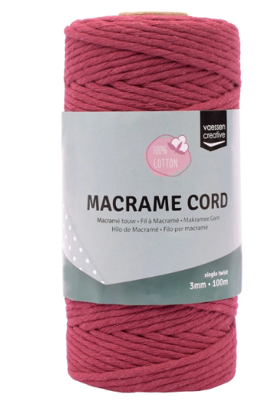 Vaessen Creative • Macramé Touw 3mmx100m Bordeauxrood (11305-16) *