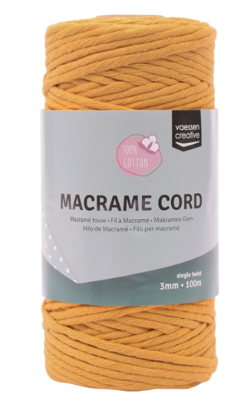 Vaessen Creative • Macramé Touw 3mmx100m Okergeel (11305-18) *