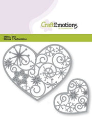 CraftEmotions Die - harten met kristalornament 2x Card 11x9cm  (115633/0351) (AFGEPRIJSD)