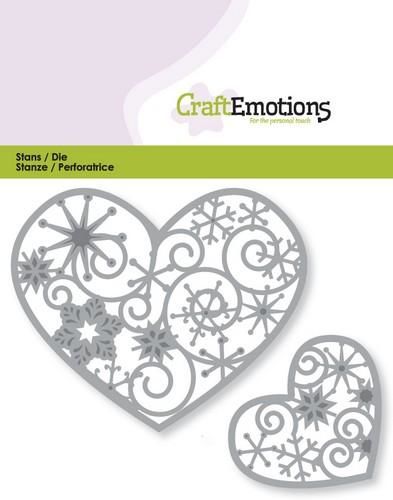 CraftEmotions Die - harten met kristalornament 2x Card 11x9cm  (115633/0351) (AFGEPRIJSD)
