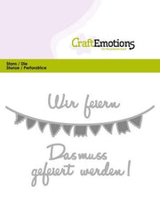CraftEmotions Die Text - Wir feiern (DE) Card 11x9cm (115633/0401) (AFGEPRIJSD)