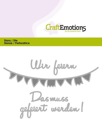 CraftEmotions Die Text - Wir feiern (DE) Card 11x9cm (115633/0401) (AFGEPRIJSD)