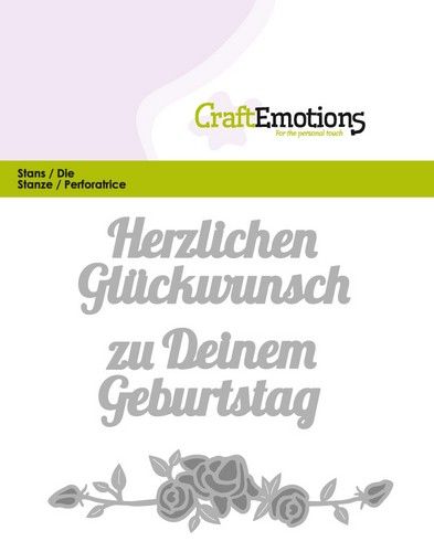 CraftEmotions Die Text - Herzlichen Glückwunsch (DE) Card 11x9cm (115633/0402) (AFGEPRIJSD)