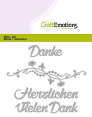 CraftEmotions Die Text - Vielen Dank (DE) Card 11x9cm (115633/0417) (AFGEPRIJSD)