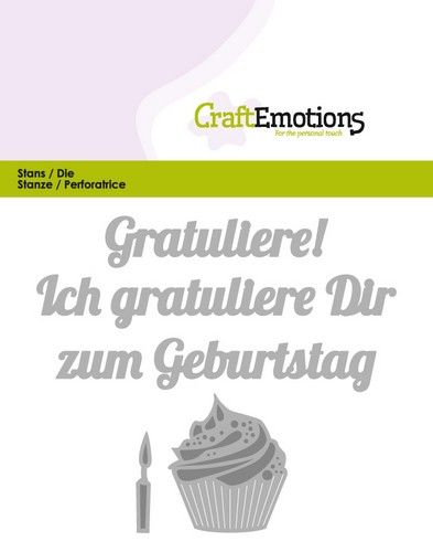 CraftEmotions Die Text - Gratuliere zum Geburtstag (DE) Card 11x9cm (115633/0423) (AFGEPRIJSD)