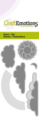 CraftEmotions Die - Wolken zon regenboog Card 5x10cm (115633/0182) (AFGEPRIJSD)