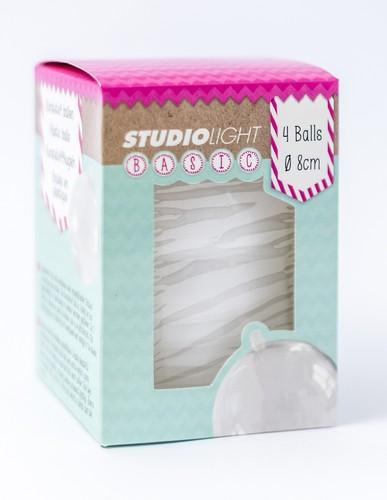 Studio Light Kerstballen (4ST) wit incl lichtgat 8cm (PLASTIC BALLS)