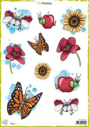 CraftEmotions Decoupage vellen Bugs 1 A4 170 grm Carla Creaties (AFGEPRIJSD)