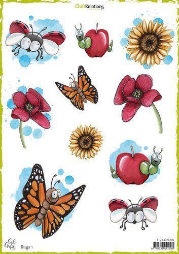 CraftEmotions Decoupage vellen Bugs 1 A4 170 grm Carla Creaties (AFGEPRIJSD)