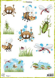 CraftEmotions Decoupage vellen Bugs 2 A4 170 grm Carla Creaties  (AFGEPRIJSD)