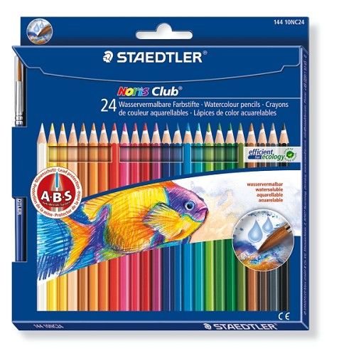 Staedtler Noris Club aquarell - set 24 st. + penseel 144 10NC24 (320200/0324)