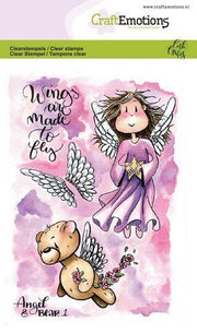 CraftEmotions clearstamps A6 - Angel & Bear 1 Carla Creaties (130501/1644) (AFGEPRIJSD)