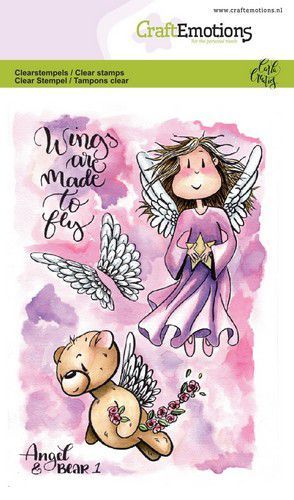 CraftEmotions clearstamps A6 - Angel & Bear 1 Carla Creaties (130501/1644) (AFGEPRIJSD)