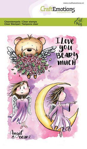 CraftEmotions clearstamps A6 - Angel & Bear 2 Carla Creaties (130501/1645) (AFGEPRIJSD)