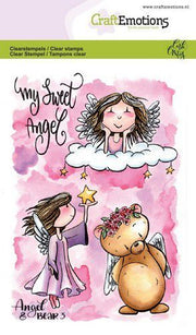 CraftEmotions clearstamps A6 - Angel & Bear 2 Carla Creaties (130501/1646)