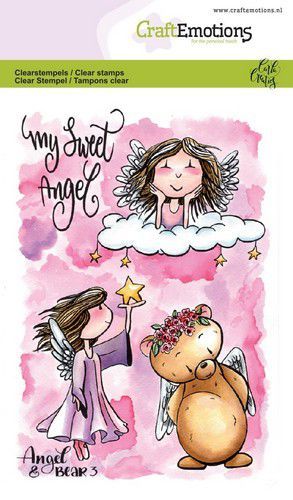 CraftEmotions clearstamps A6 - Angel & Bear 2 Carla Creaties (130501/1646)