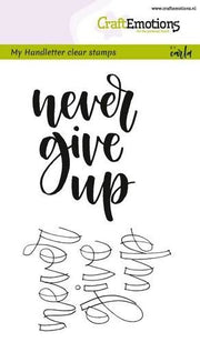 CraftEmotions clearstamps A6 - handletter -never give up (ENG) (130501/1803) (AFGEPRIJSD)