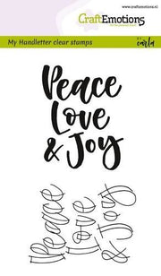CraftEmotions clearstamps A6 - handletter - Peace Love... (Eng) (130501/1810) (AFGEPRIJSD)