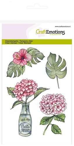 CraftEmotions clearstamps A6 - Hortensia met fles (130501/1264) (AFGEPRIJSD)
