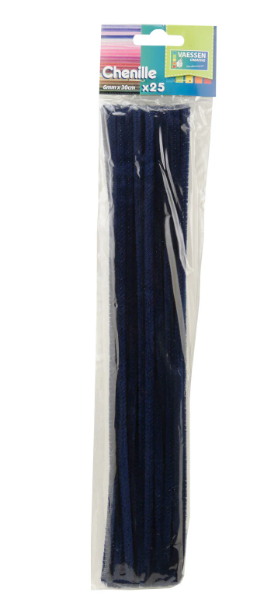 Vaessen Creative • Chenilledraden 6mm 25st. 30cm Marineblauw (1601-411)