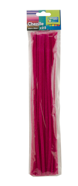 Vaessen Creative • Chenilledraden 6mm 25st. 30cm Fuchsia (1601-417)