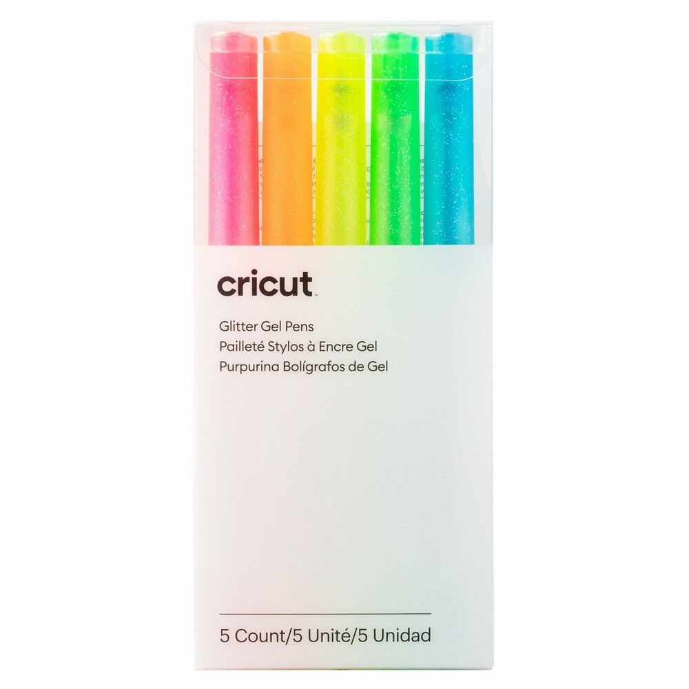 Cricut • Glitter Gel Neon pens 5-pack (Pink, Orange, Yellow, Green, Blue) (2009961)