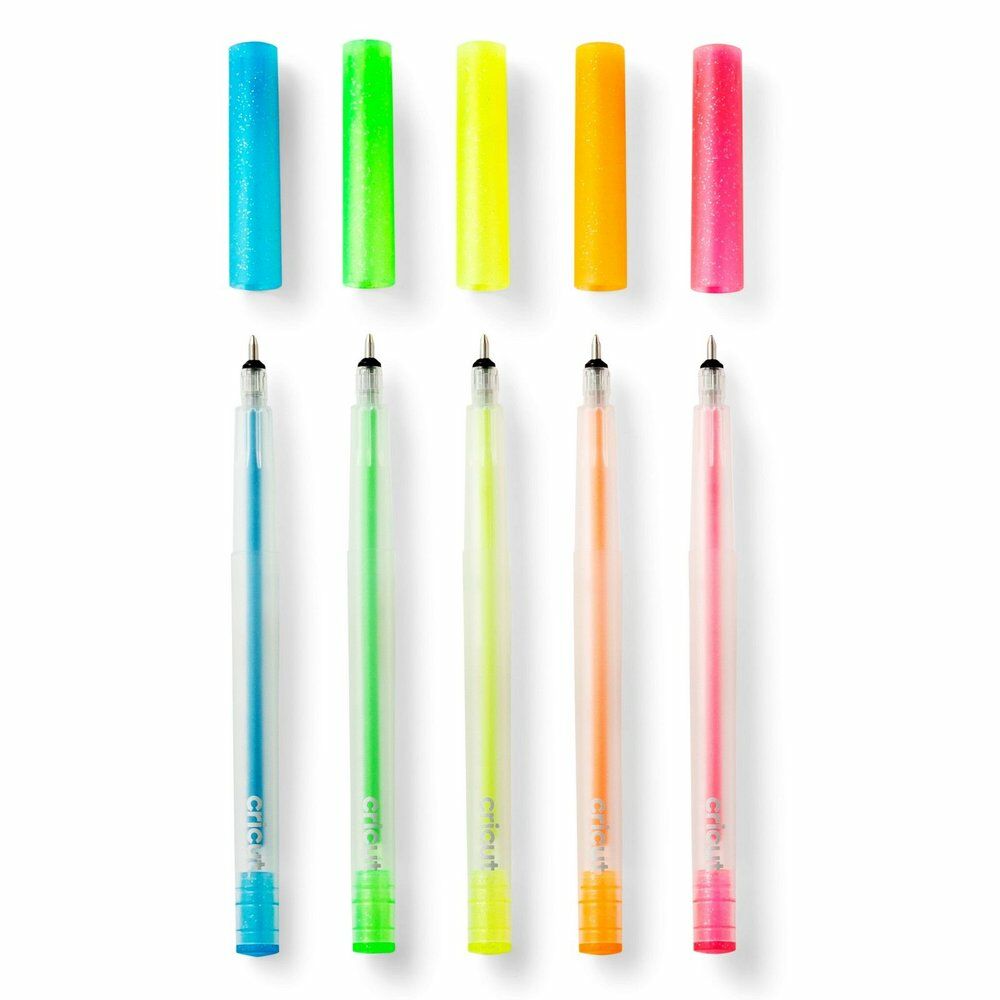 Cricut • Glitter Gel Neon pens 5-pack (Pink, Orange, Yellow, Green, Blue) (2009961)
