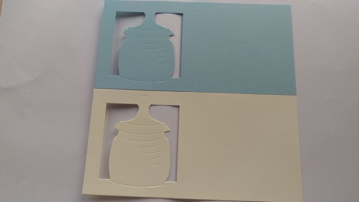 Passepartout kaarten Baby flesje gebroken wit/creme (AFGEPRIJSD)